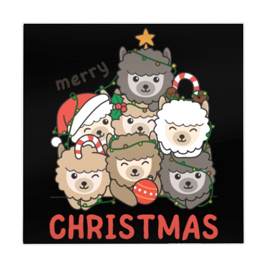 Alpaca Christmas Tree Merry Christmas Mahjong Mats