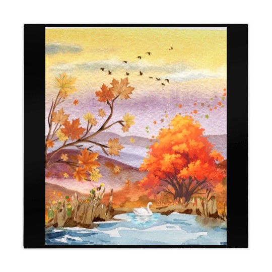 "Autumn Serenity by the Lake - Watercolor Swan" Mahjong Mats