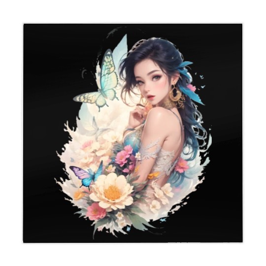 lady flower butterfly Mahjong Mats