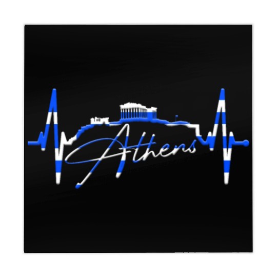 Athens Skyline Heartbeat Heart Flag Ancient Greek Mahjong Mats
