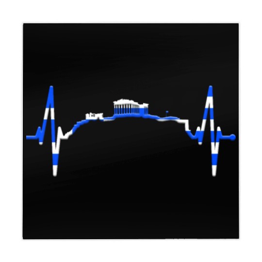 Athens Skyline Heartbeat Heart Flag Ancient Greek Mahjong Mats