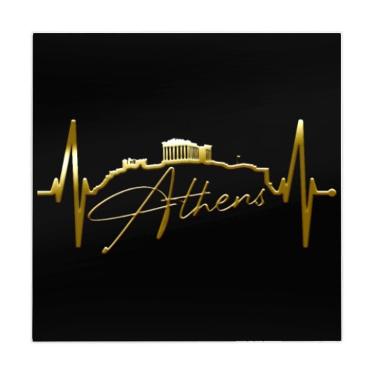 Athens Skyline Heartbeat Heart Flag Ancient Greek Mahjong Mats