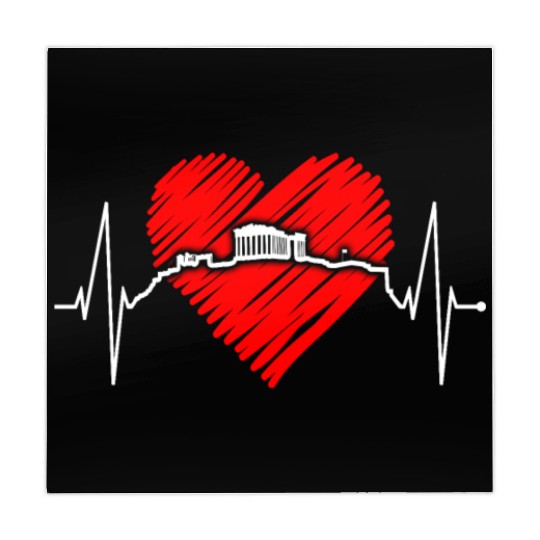 Athens Skyline Heartbeat Heart Flag Ancient Greek Mahjong Mats