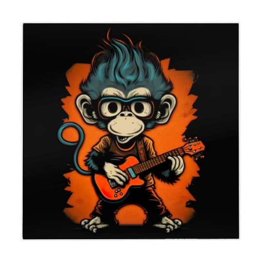 Monkey Chimpanzee Playing Acousitc Rock Guitar Mahjong Mats
