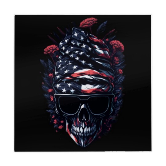 Theblack skull patriotic USA Mahjong Mats