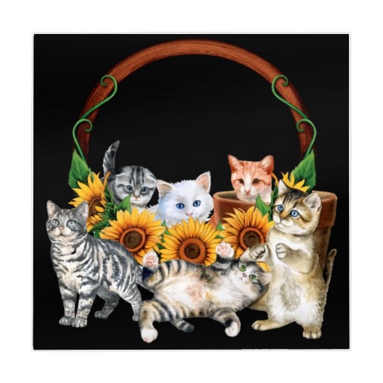 Kittens Sunflowers Gift For Cat LOver Mahjong Mats