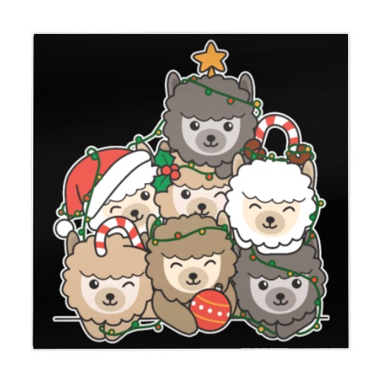 Alpaca Christmas Tree Funny Animal Christmas Mahjong Mats