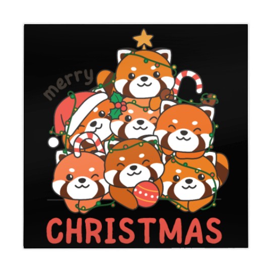 Red Panda Christmas Tree Merry Christmas Mahjong Mats