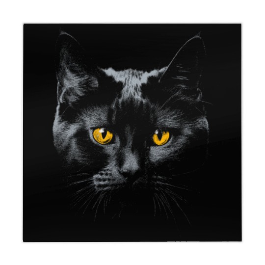 Black Cat Face Yellow Eyes Cat Halloween Costume B Mahjong Mats