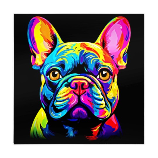 Energetic French Bulldog Portrait in Striking Colo Mahjong Mats
