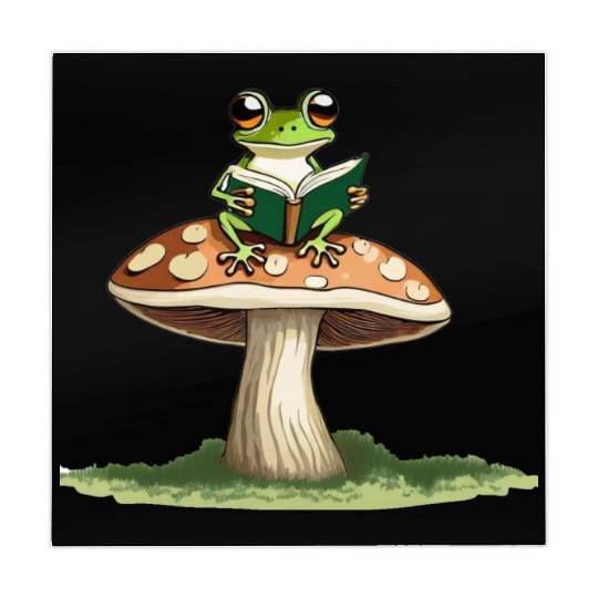 Frog with a Book on Mushroom Mahjong Mats