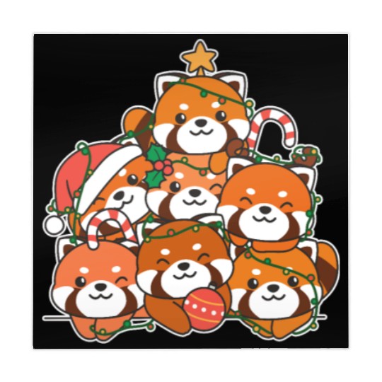 Red Panda Christmas Tree Funny Animal Mahjong Mats