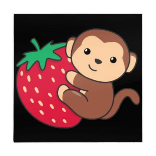 Monkey With Strawberry Cute Monkeys With Fruits Mahjong Mats
