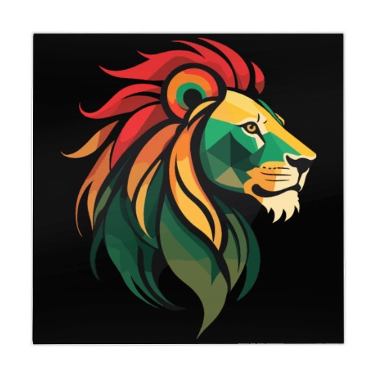 Vintage Lion Silhouette in Red, Gold, and Green Mahjong Mats