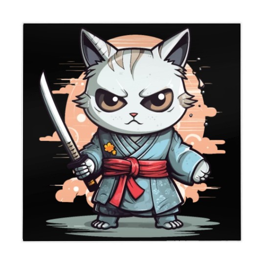 Cute Samurai Cat Kawaii Japanese Ronin Aesthetic A Mahjong Mats