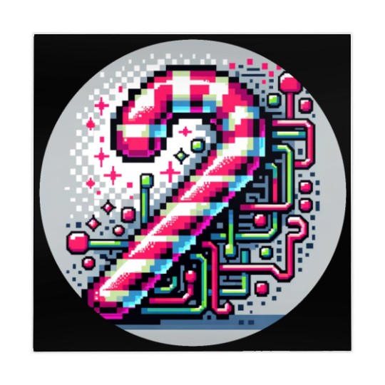 Neon Cyberpunk Candy Cane 8-Bit Pixel Christmas Mahjong Mats