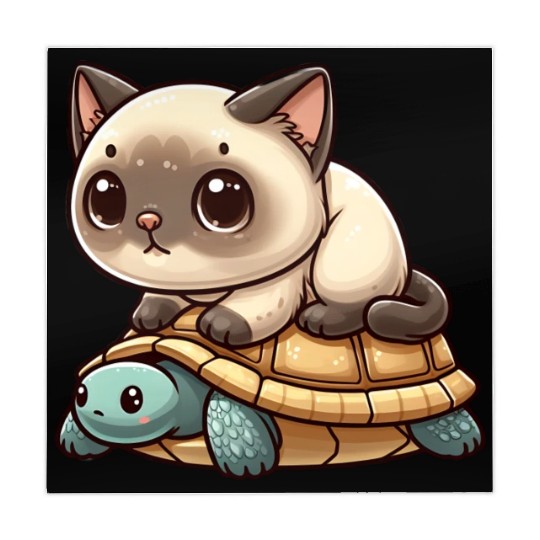 Siamese cat rides turtle Mahjong Mats