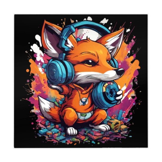 Fox with Graffiti Headphones Playing Yoyo Mahjong Mats