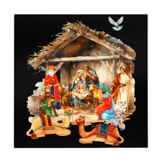 Nativity scene with Mary Joseph Baby Jesus Mahjong Mats