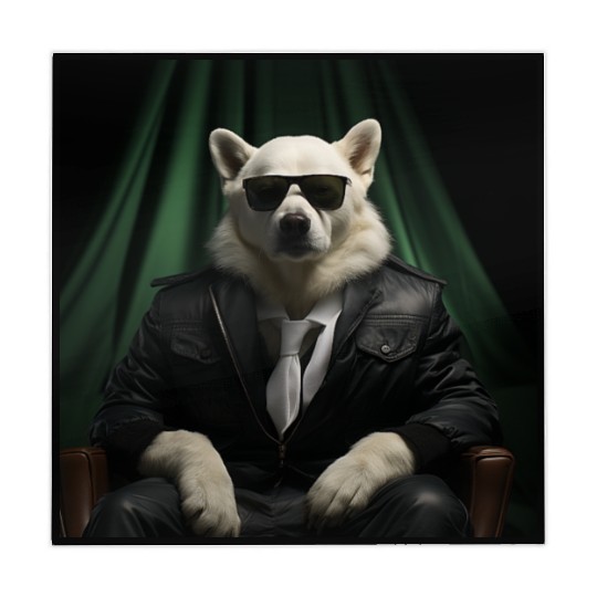 White Retriever in a Suit and Tie Boss Dog Mahjong Mats