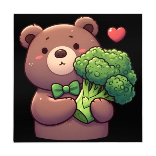 Bear in love hugs huge broccoli Mahjong Mats