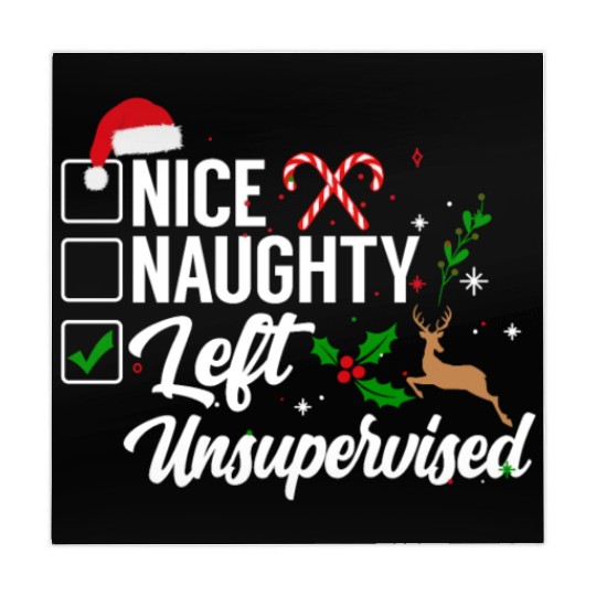 Christmas Nice Naughty Left Unsupervised Reindeer Mahjong Mats