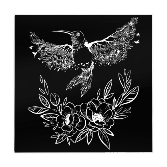 Hummingbird Flowers Tree Nature White Bird Flies Mahjong Mats