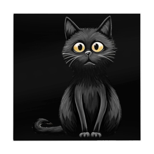 A midnight-colored cat with captivating amber eyes Mahjong Mats