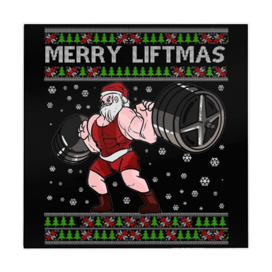 MERRY LIFTMAS Funny Strong Santa Claus Mahjong Mats