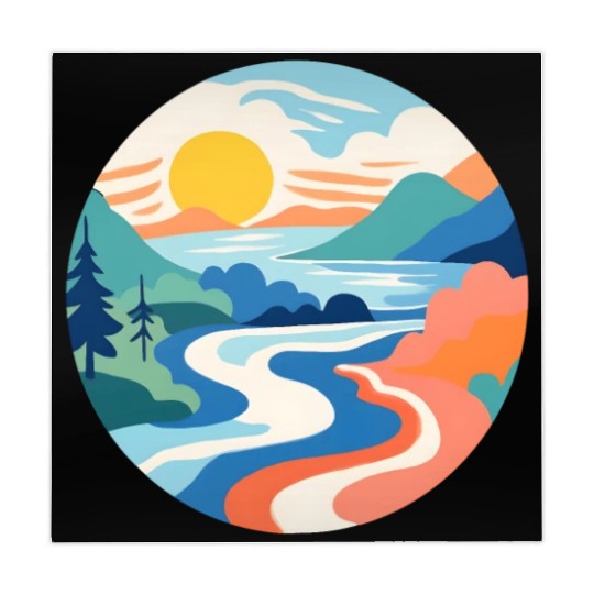 Modern Landscape River Design Mahjong Mats