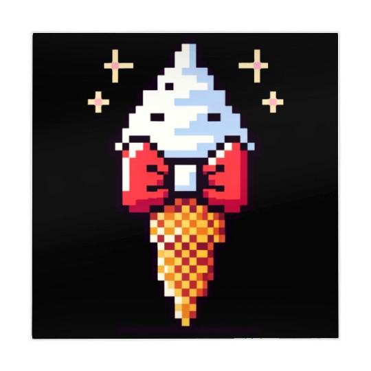 Whimsical 8-Bit Ice Cream: Retro Bow Tie Delight Mahjong Mats