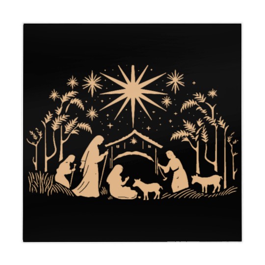 Nativity Scene with Mary Joseph Baby Jesus Mahjong Mats