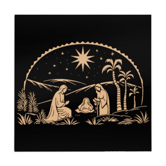 Nativity Scene with Mary Joseph Baby Jesus Mahjong Mats