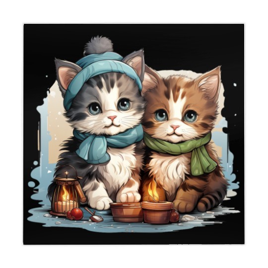 chubby kittens in Christmas stockings hanging Mahjong Mats