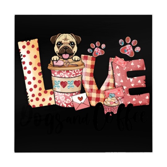 Pug Dog Coffee Lover Dog Mom Valentines Day Mahjong Mats
