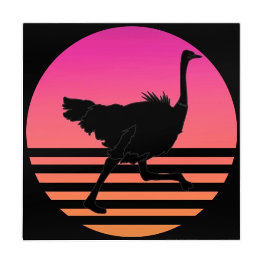 Ostrich Running Retro Sunset Mahjong Mats