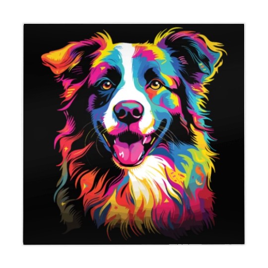 Watercolor Colorful Border Collie Mahjong Mats