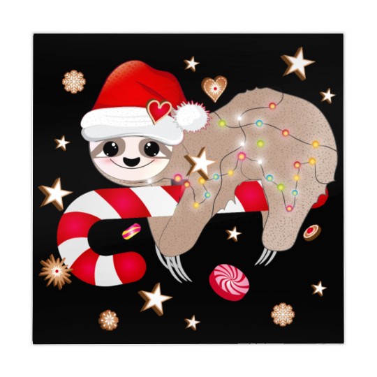 funny sloth with candy cane for Christmas Mahjong Mats