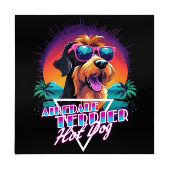 Retro Wave Airdale Terrier Hot Dog Mahjong Mats