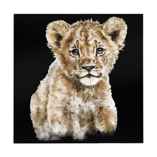 Baby Lion Cub Watercolor Painting Portrait Mahjong Mats