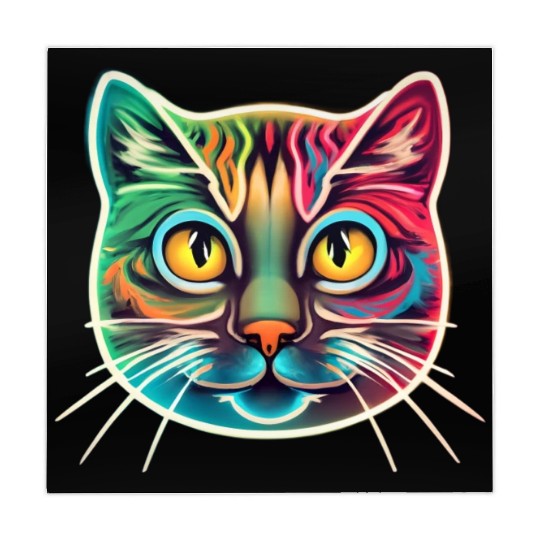 cat face neon design Mahjong Mats