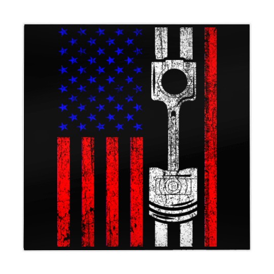 American Flag Piston Muscle Car Patriotic Vintage Mahjong Mats