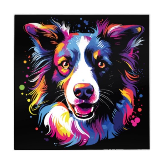 Watercolor Colorful Border Collie Mahjong Mats