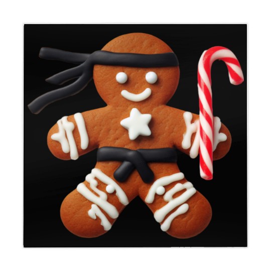 Funny Ninja Gingerbread Man Cookie Candy Cane Mahjong Mats