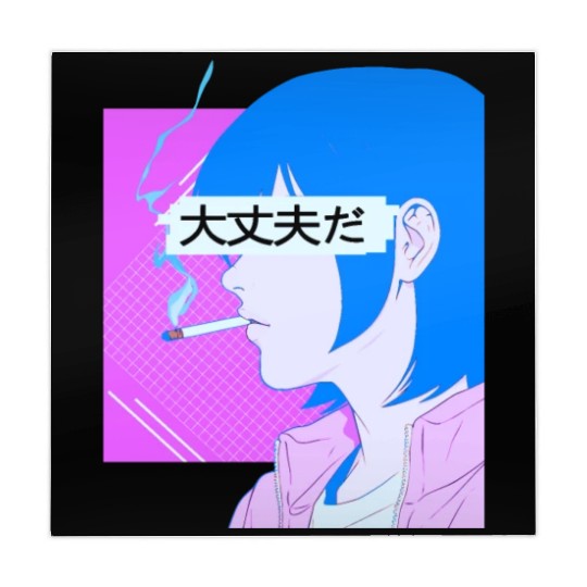 90's Sad Anime Girl Smoking Retro Lofi Japanese Ae Mahjong Mats