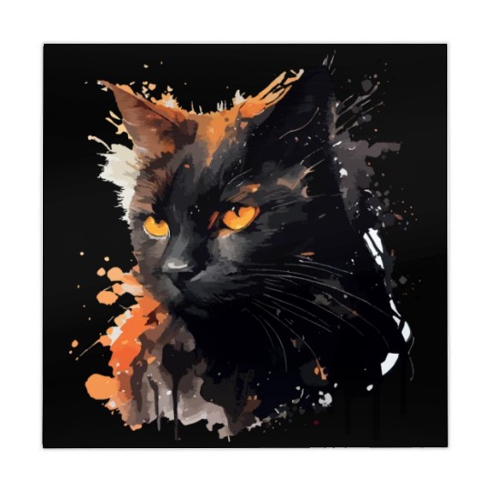 Black Cat Watercolor Mystery Gaze Mahjong Mats