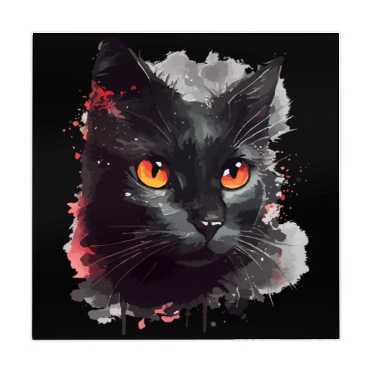 Black Cat Japanese Watercolor Mystery Gaze Mahjong Mats