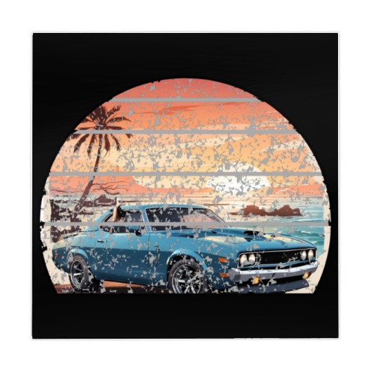 A muscle car cruisingon a coastal road. Mahjong Mats