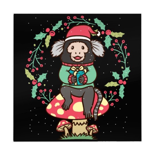 Marmoset Monkey On Mushroom Christmas Wreath Mahjong Mats