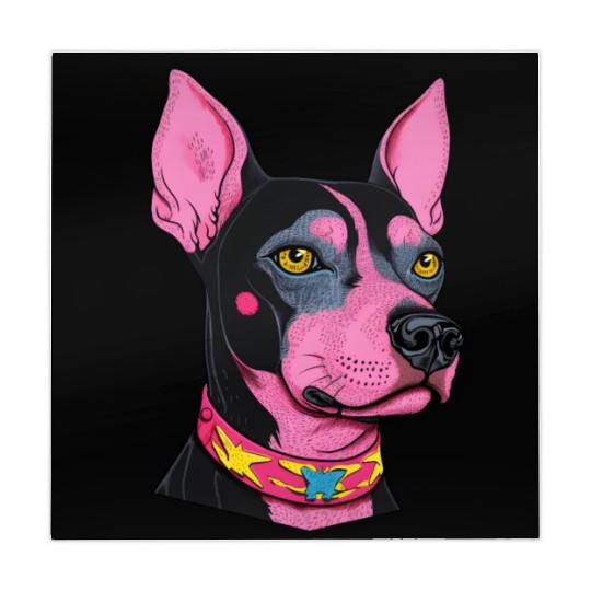 black and pink dog with yellow eyes Punk Rock Mahjong Mats